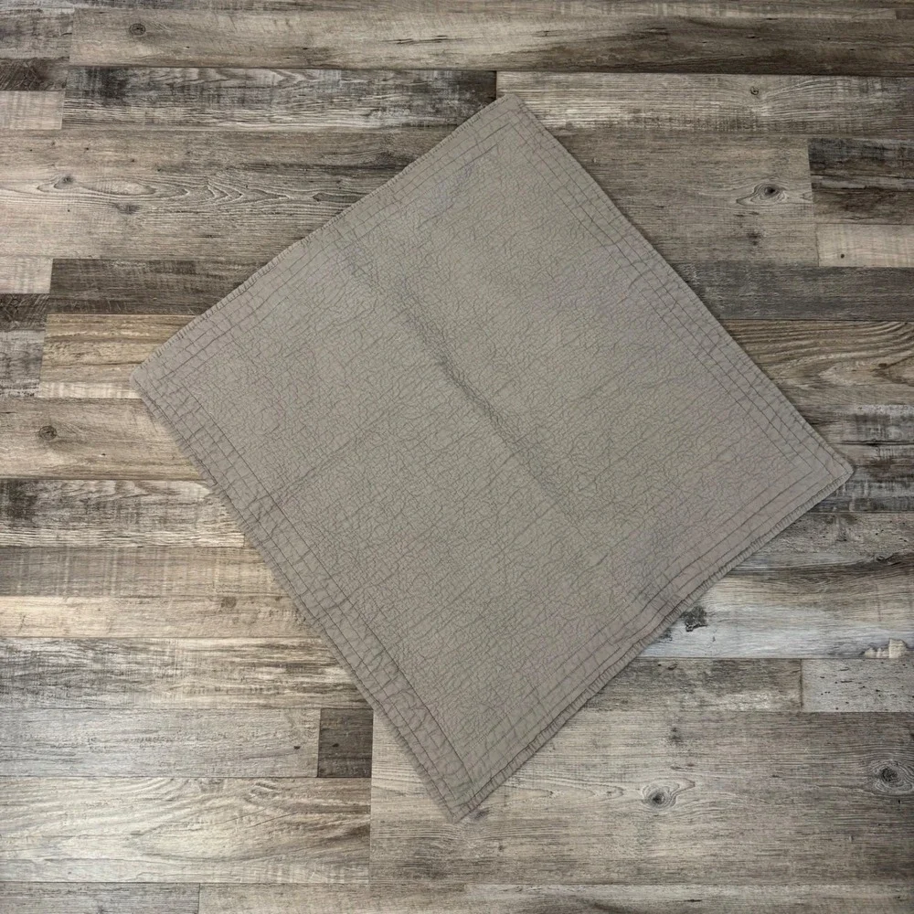 Restoration Hardware Size 26x26 Gray Quilted 100% Cotton Euro Sham